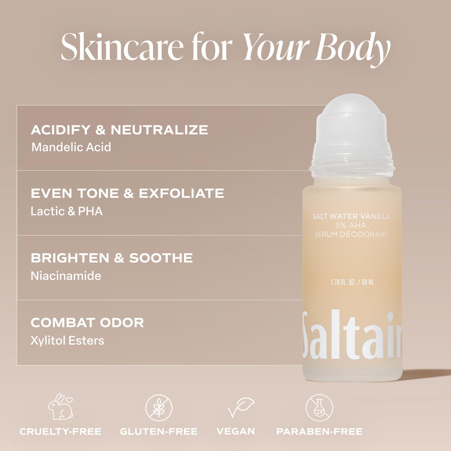 Saltair Salt Water Vanilla 5% AHA Serum Deodorant