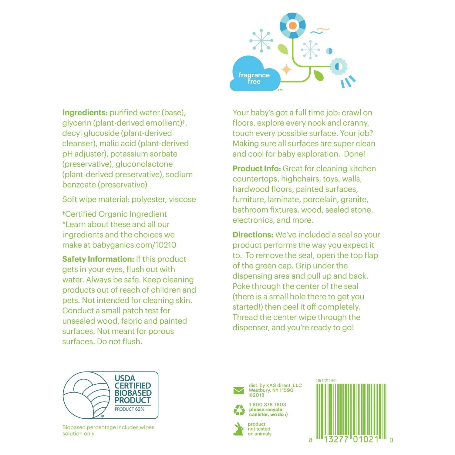 Babyganics All Purpose Surface Wipes Fragrance Free