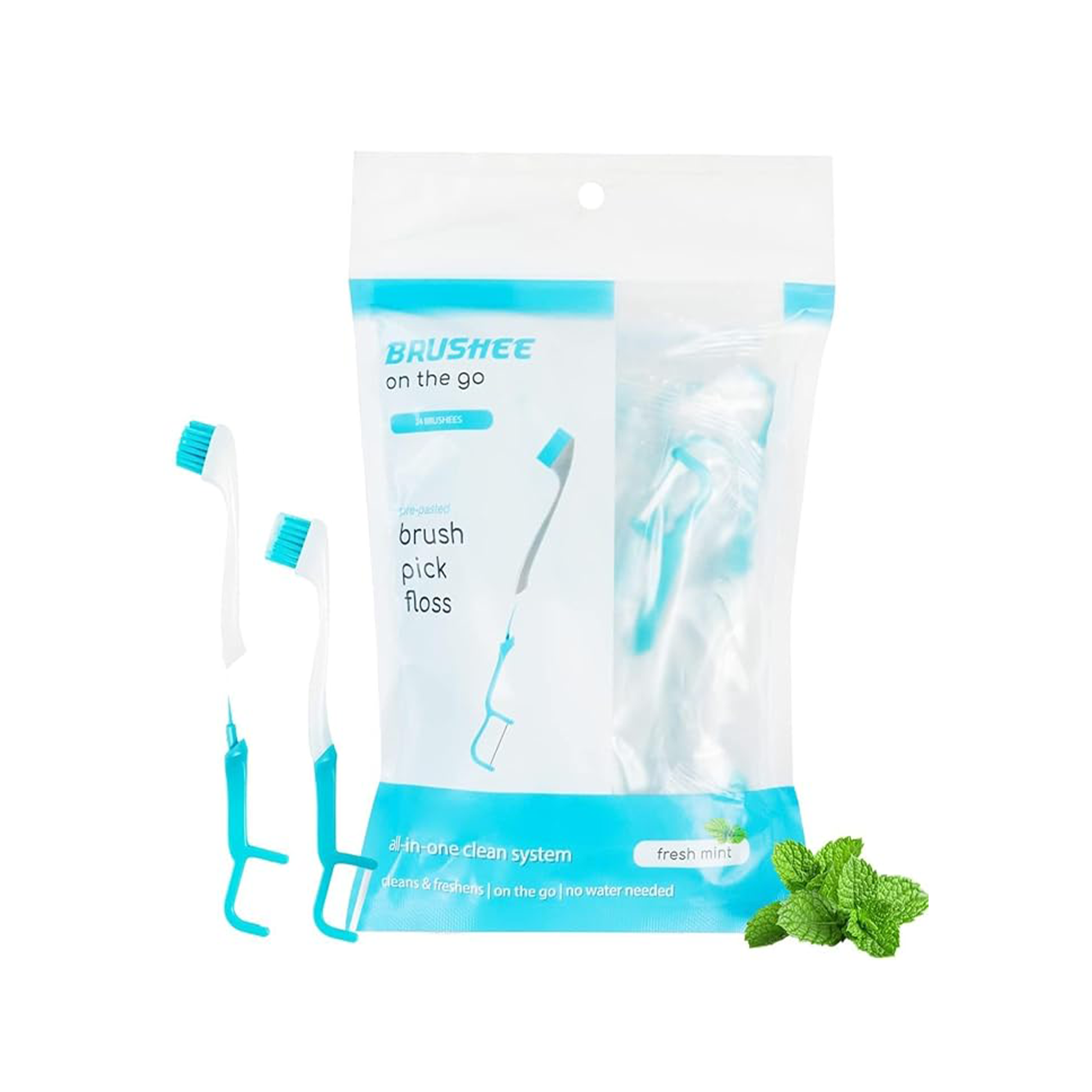 Brushee 3-in-1 Tool (Pre-Pasted Mini-Brush + Floss + Pick)