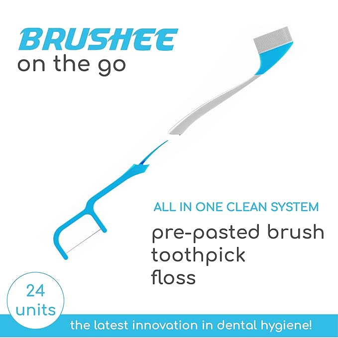 Brushee 3-in-1 Tool (Pre-Pasted Mini-Brush + Floss + Pick)