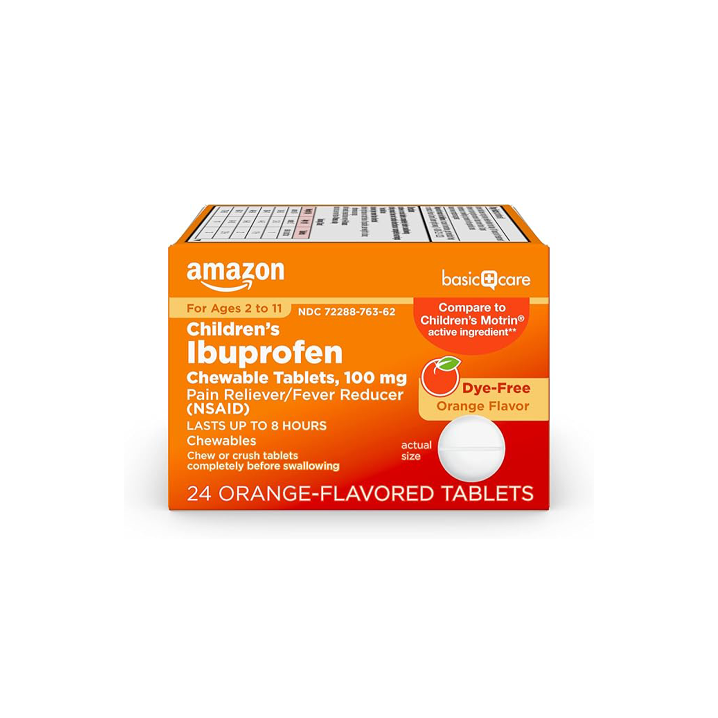 Ibuprofen  Children’s Ibuprofen Chewable Tablets, 100 mg, Orange Flavor
